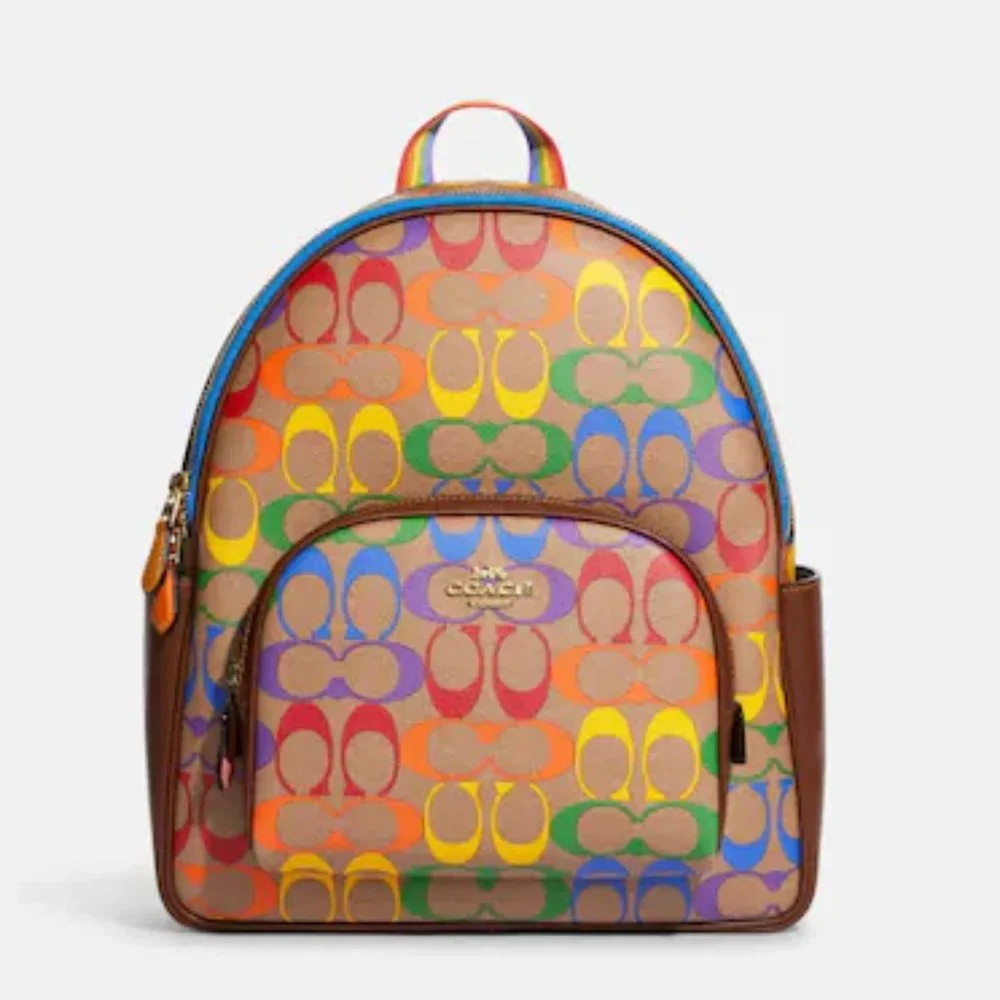 🌈❤️ Coach Court Backpack In Rainbow Signature Canvas *Special Edition*
